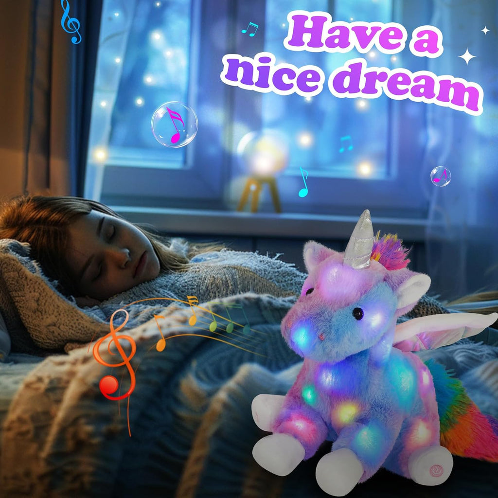 16.5" Light up Musical Unicorn Stuffed Animal Singing Rainbow