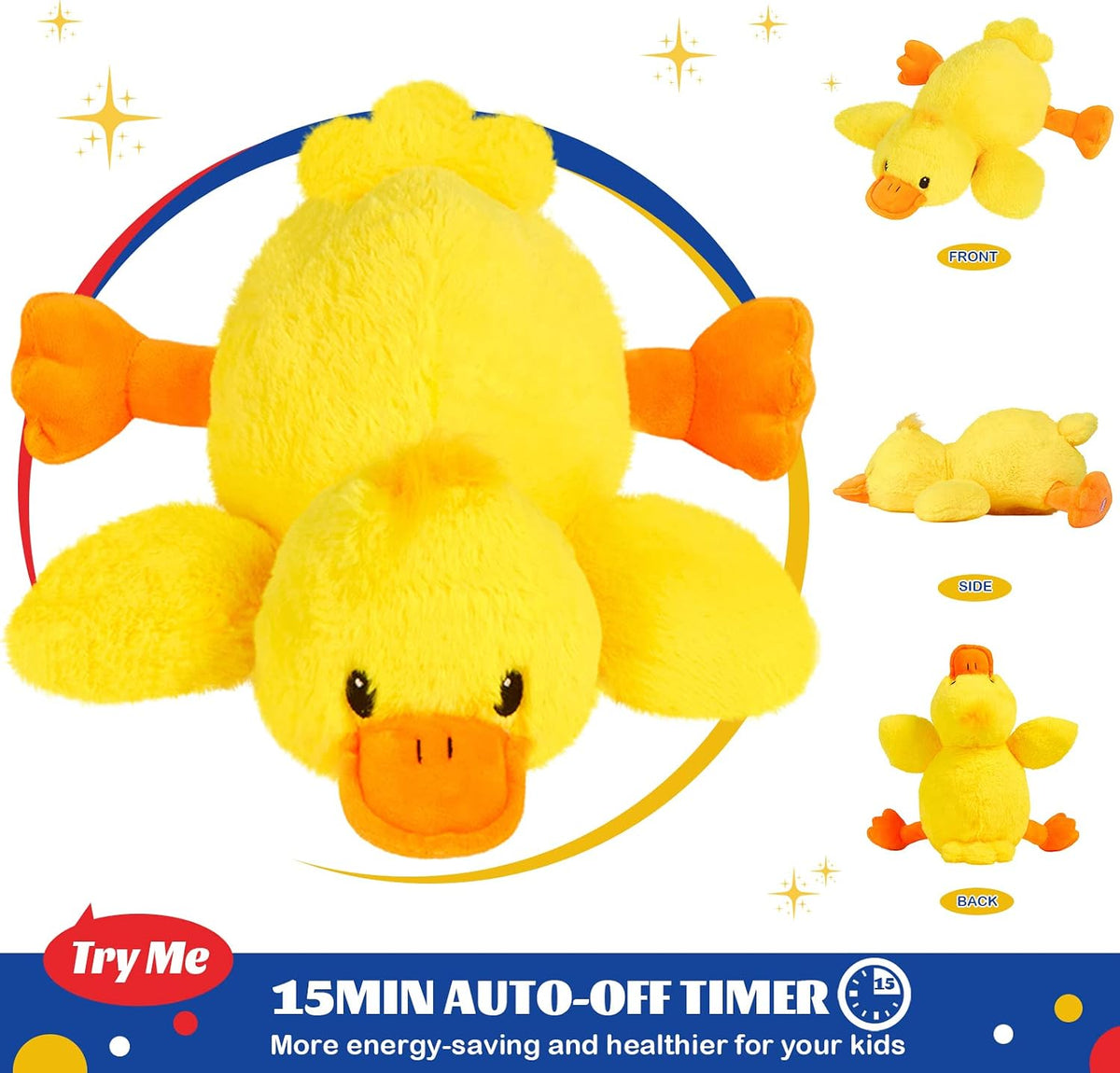 13.5" Musical Light up Yellow Duck Stuffed Animal LED