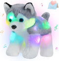 12'' Musical Light up Husky Puppy Stuffed Animal Realistic Husky Plush Toys
