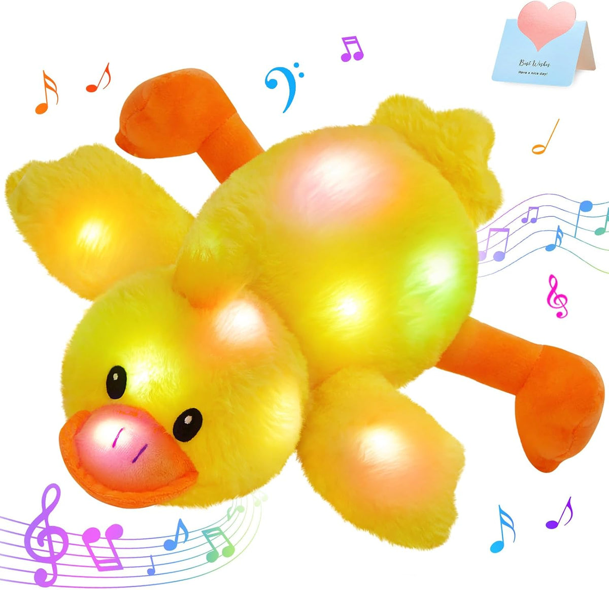 13.5" Musical Light up Yellow Duck Stuffed Animal LED