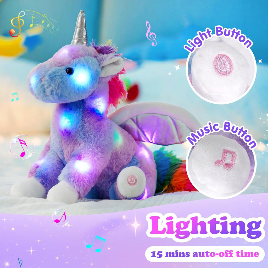 16.5" Light up Musical Unicorn Stuffed Animal Singing Rainbow