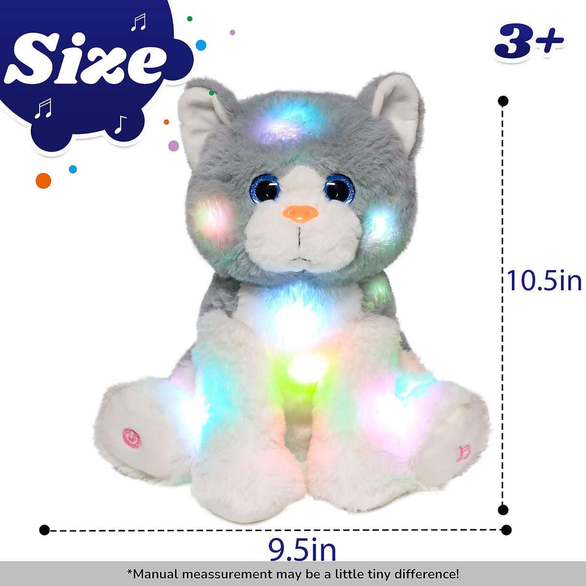 Light-Up Singing Cat Plush Toy LED Musical Stuffed Animal
