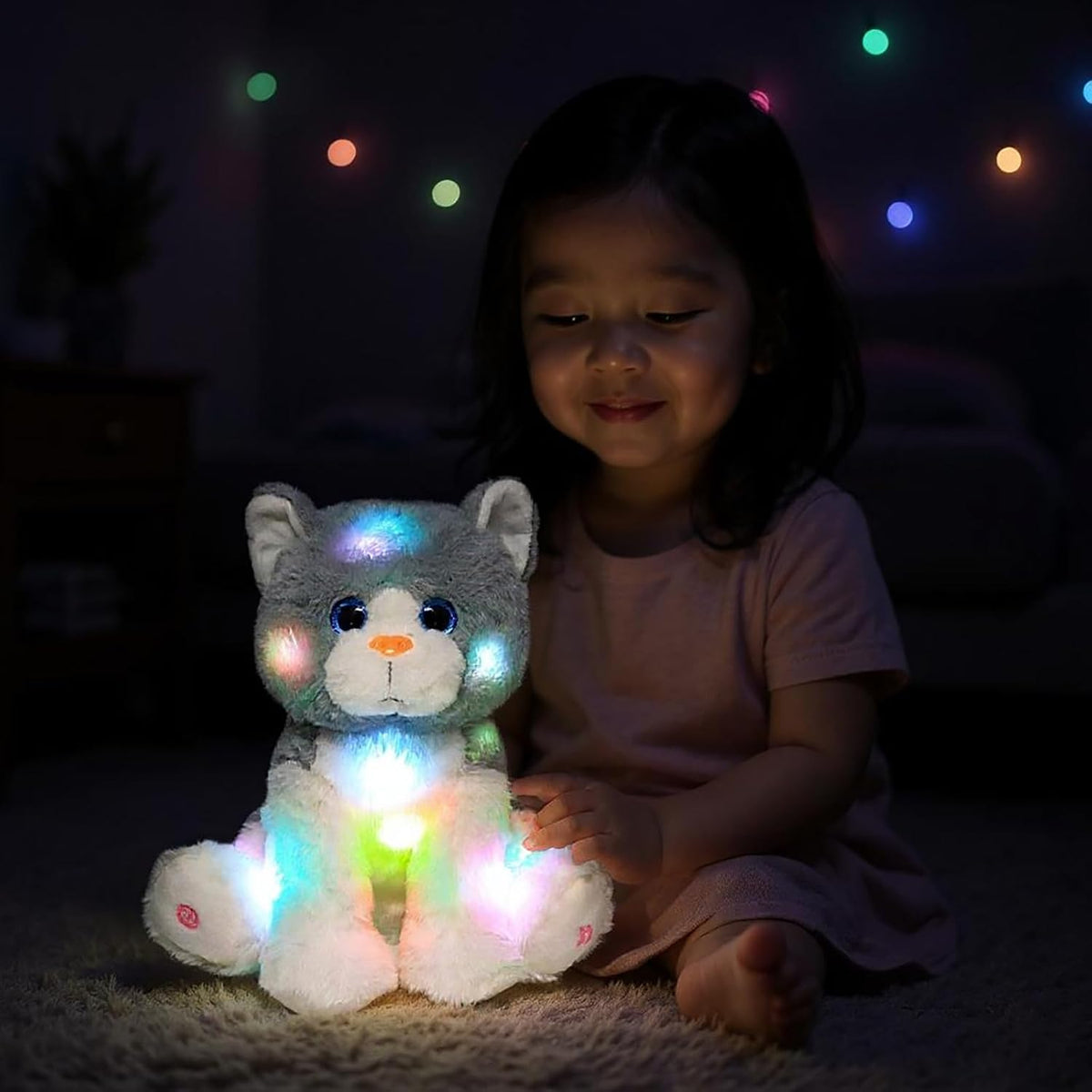 Light-Up Singing Cat Plush Toy LED Musical Stuffed Animal